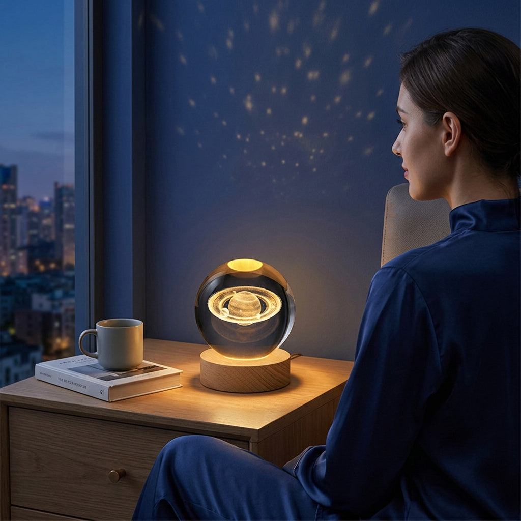 Galaxy Crystal Ball Night Light with Glowing LED