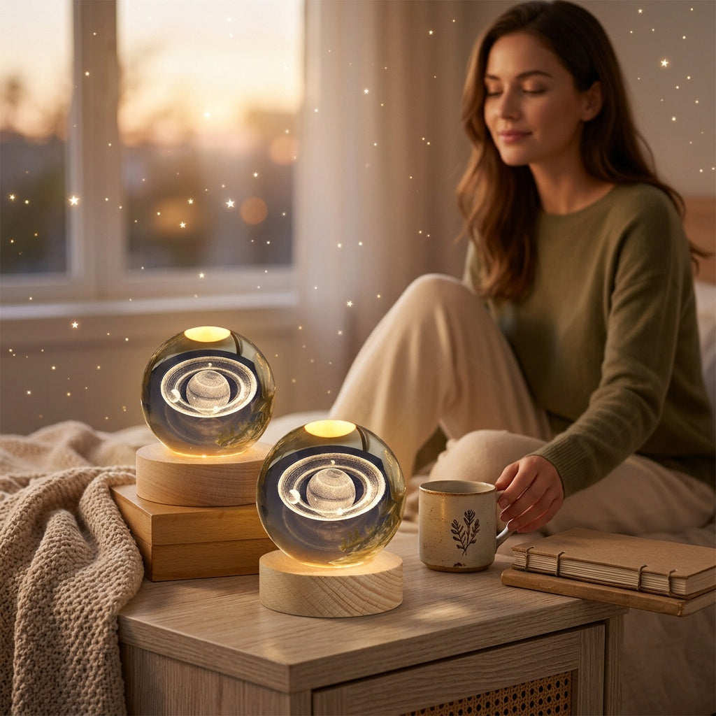 Galaxy Crystal Ball Night Light with Glowing LED